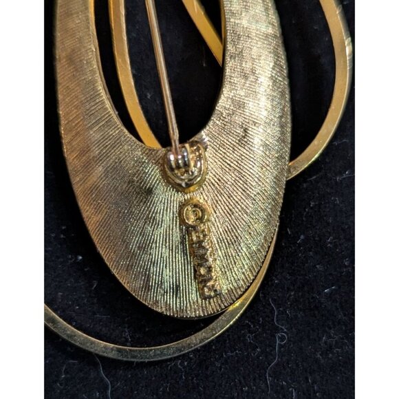 Vintage Emmons Brooch Gold tone Modernist Pin Abstract Mid-Century 2.75" - Picture 4 of 7